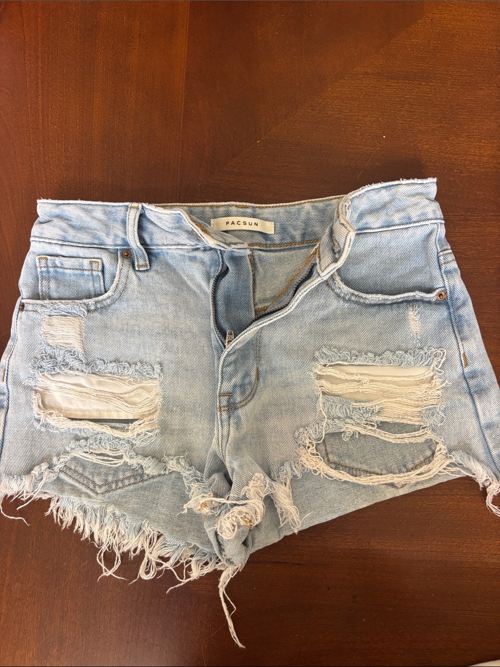 PacSun Light Wash Distressed Denim Cutoff Shorts